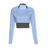 Color-block Halter Top & Long-Sleeve Top Two-Piece Set
