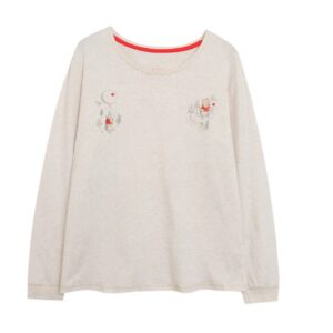 Embroidered Round Neck Long Sleeve Apricot