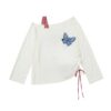 Cute Butterfly Accent Check Long Sleeve
