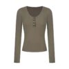 Chic Button Front Slim Fit Long Sleeve