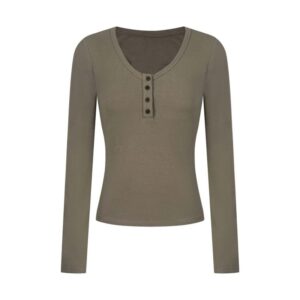 Chic Button Front Slim Fit Long Sleeve