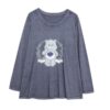 Washed & Distressed Cartoon Long-Sleeve Shirt — Blue